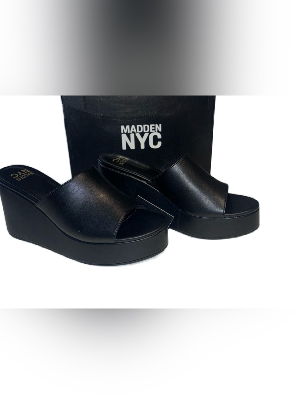 Madden NYC Black Platform Boho Wedge Slide on Sandals - Women's 11 - Picture 4 of 14